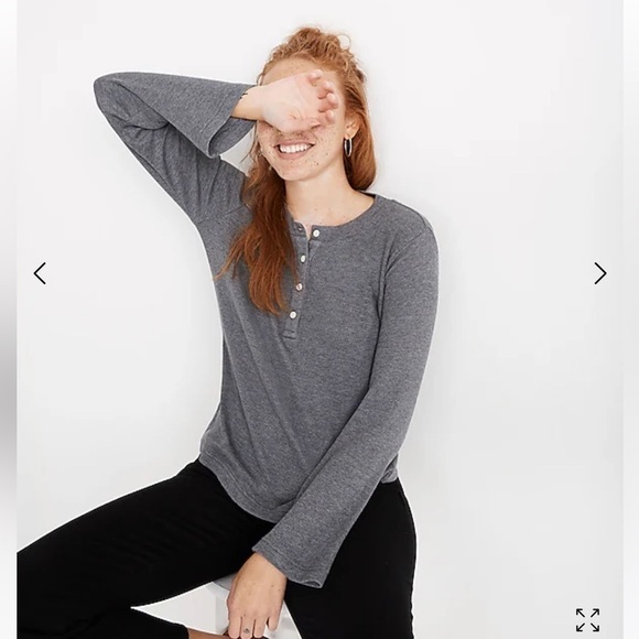 Madewell Heathered Thermal Henley Tee size M - Picture 3 of 15